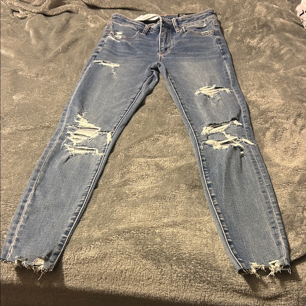 American Eagle Outfitters Blue Ripped Skinny Jeans